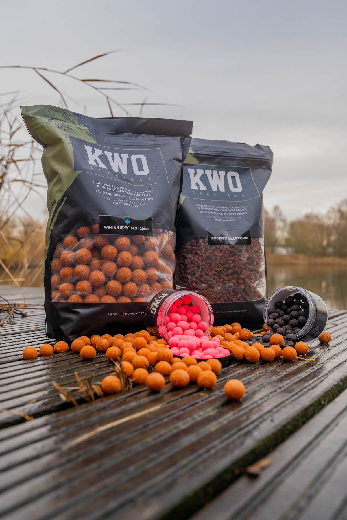 Winter boilies met pellets en accessoires